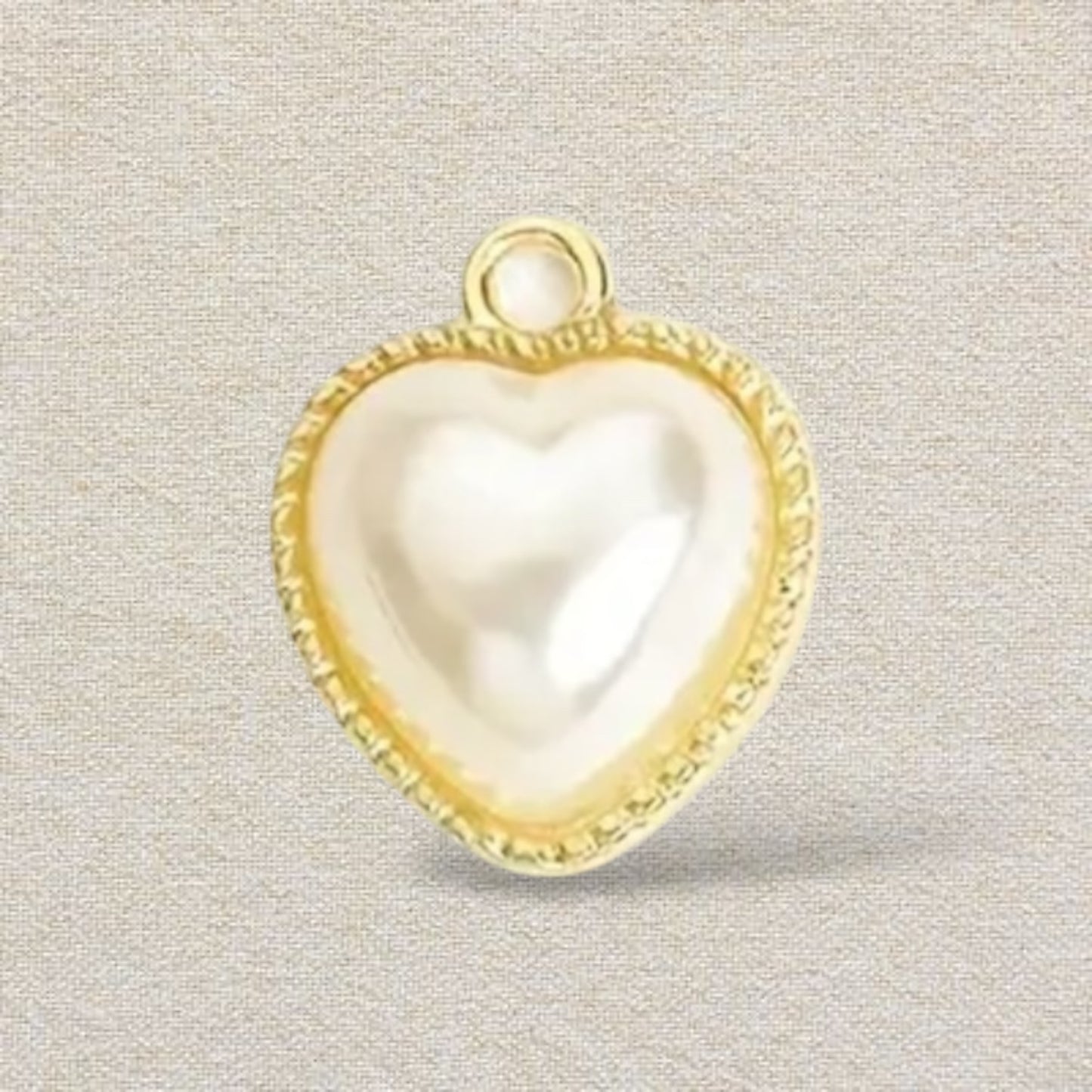 gold pearl heart charm