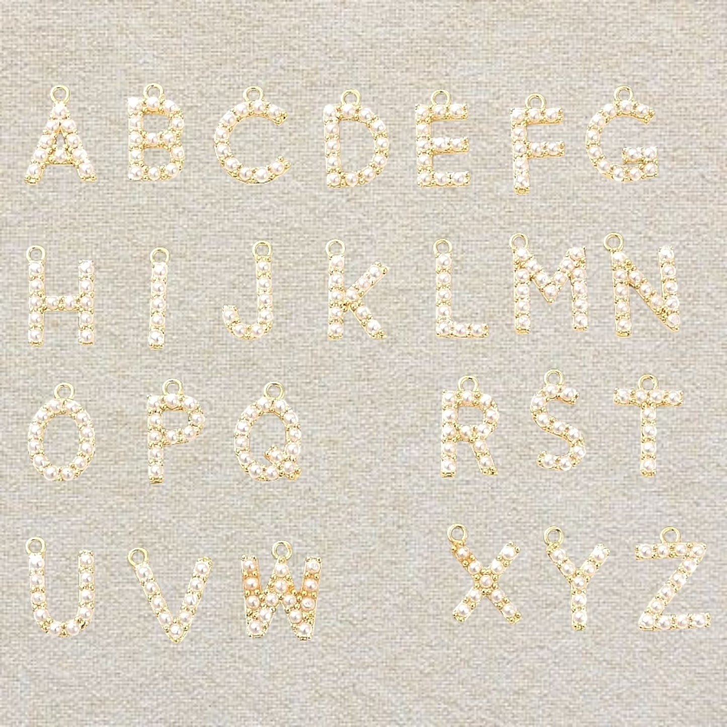 gold pearl initial charm