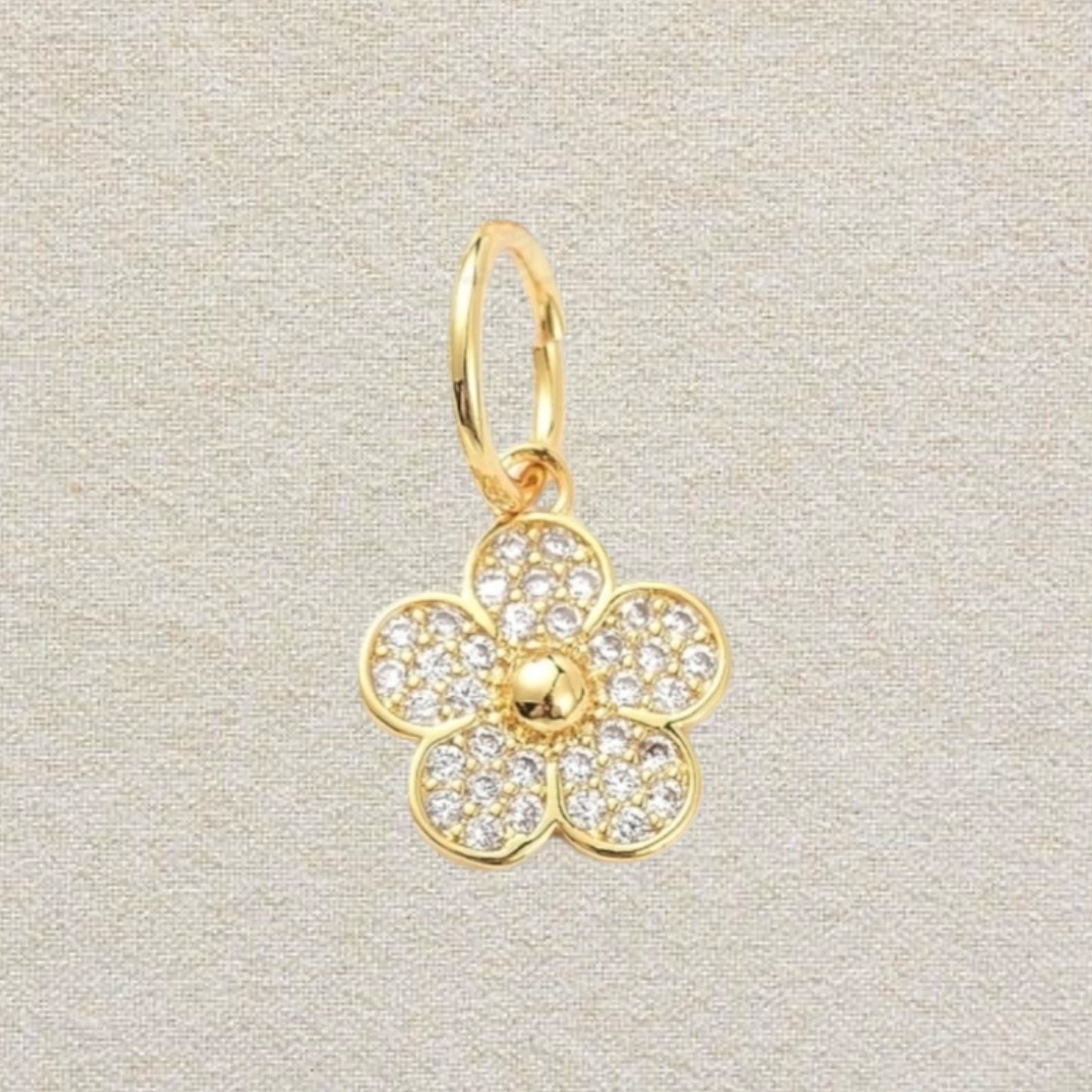 gold rhinestone flower charm