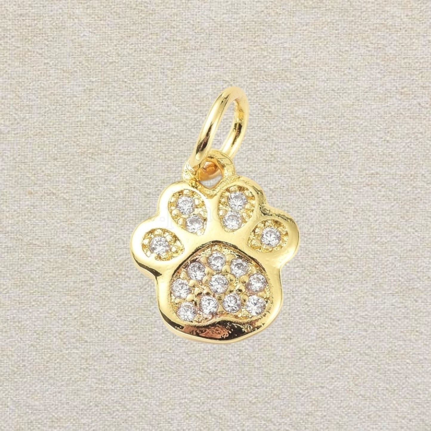 gold rhinestone paw charm