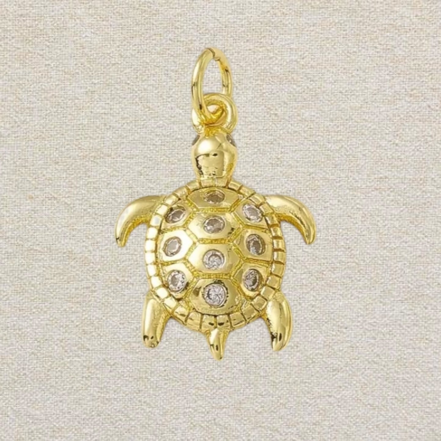 gold turtle rhinestone charm