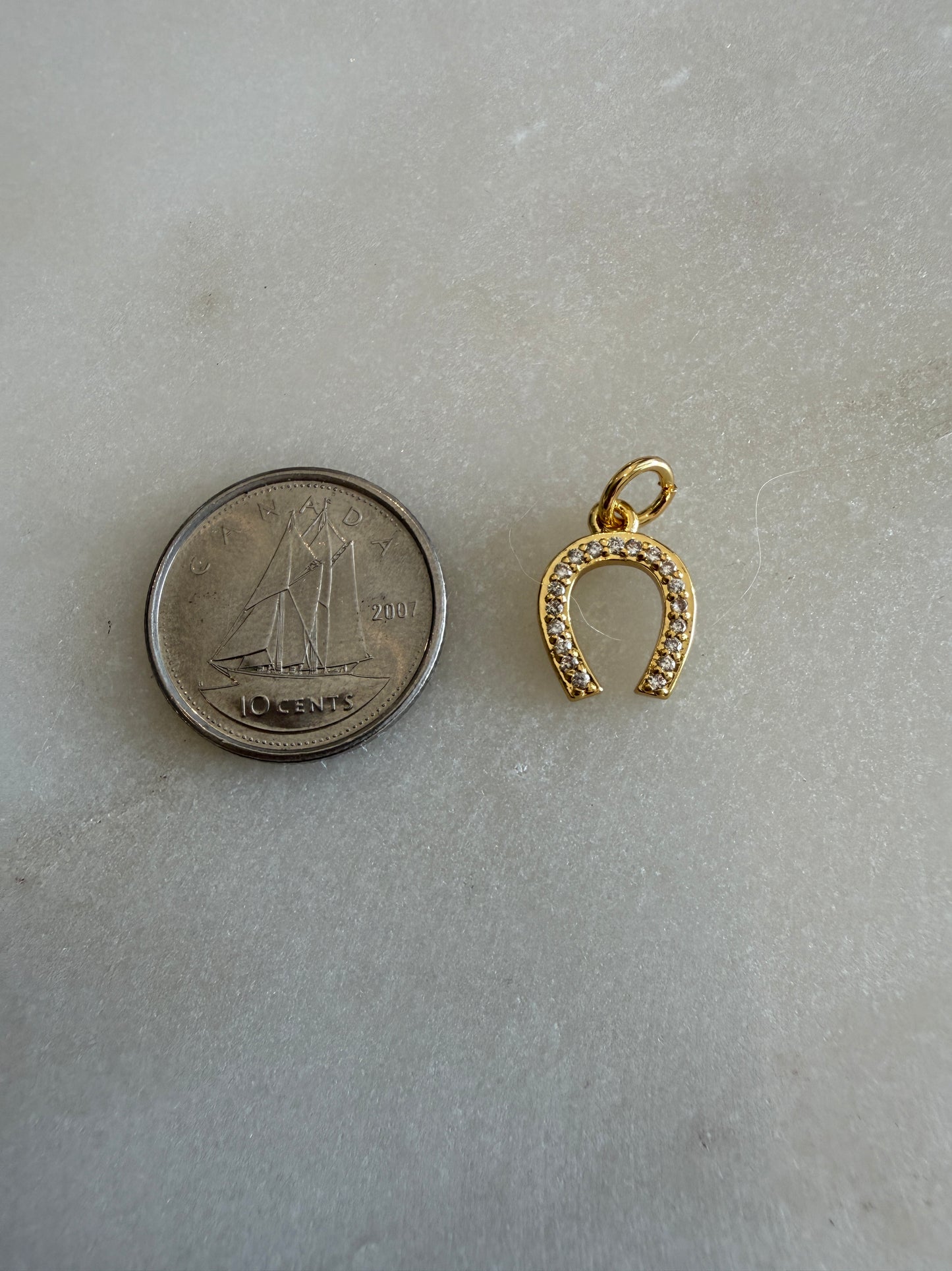 horseshoe gold rhinestone charm