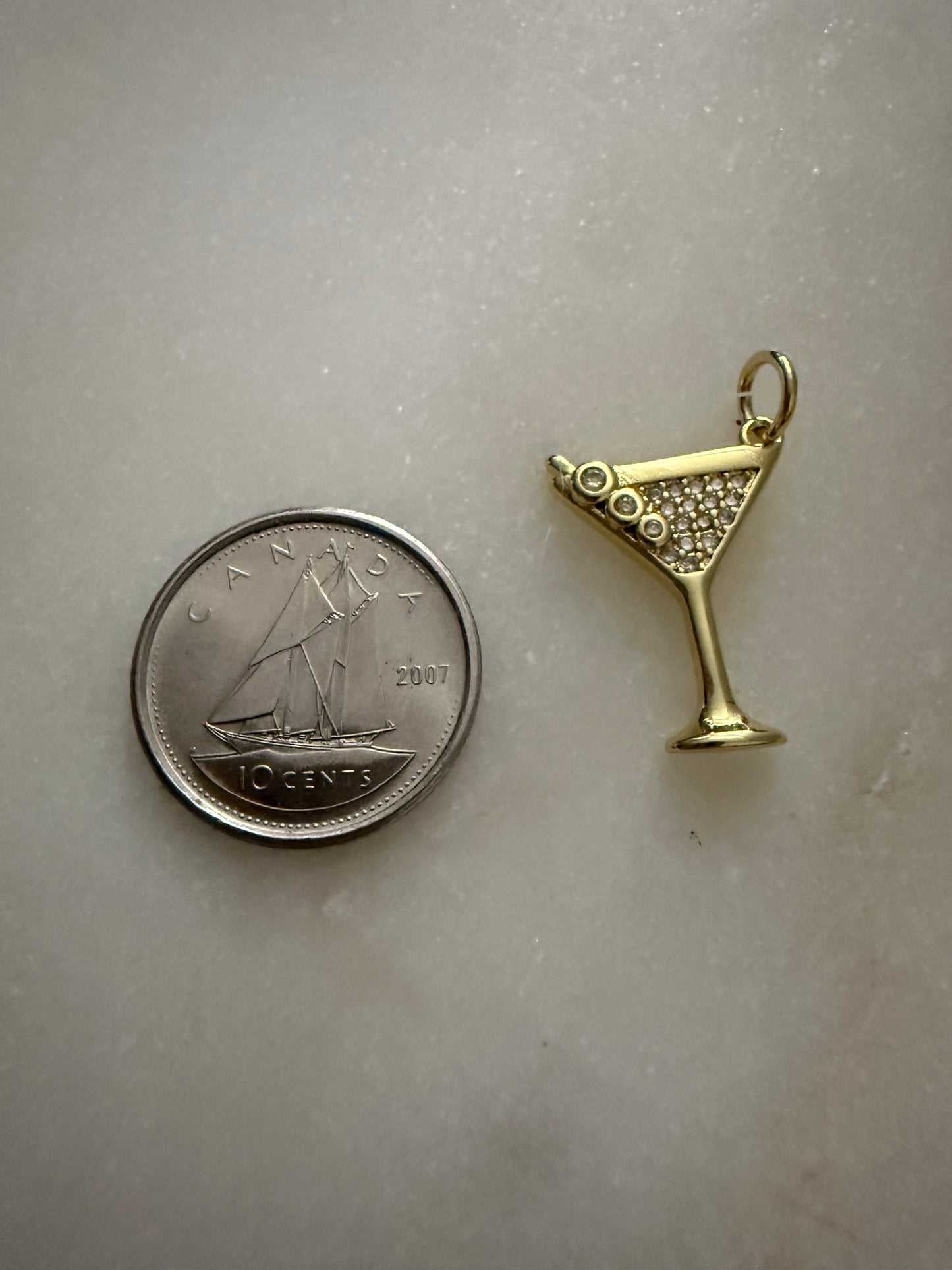 martini rhinestone charm