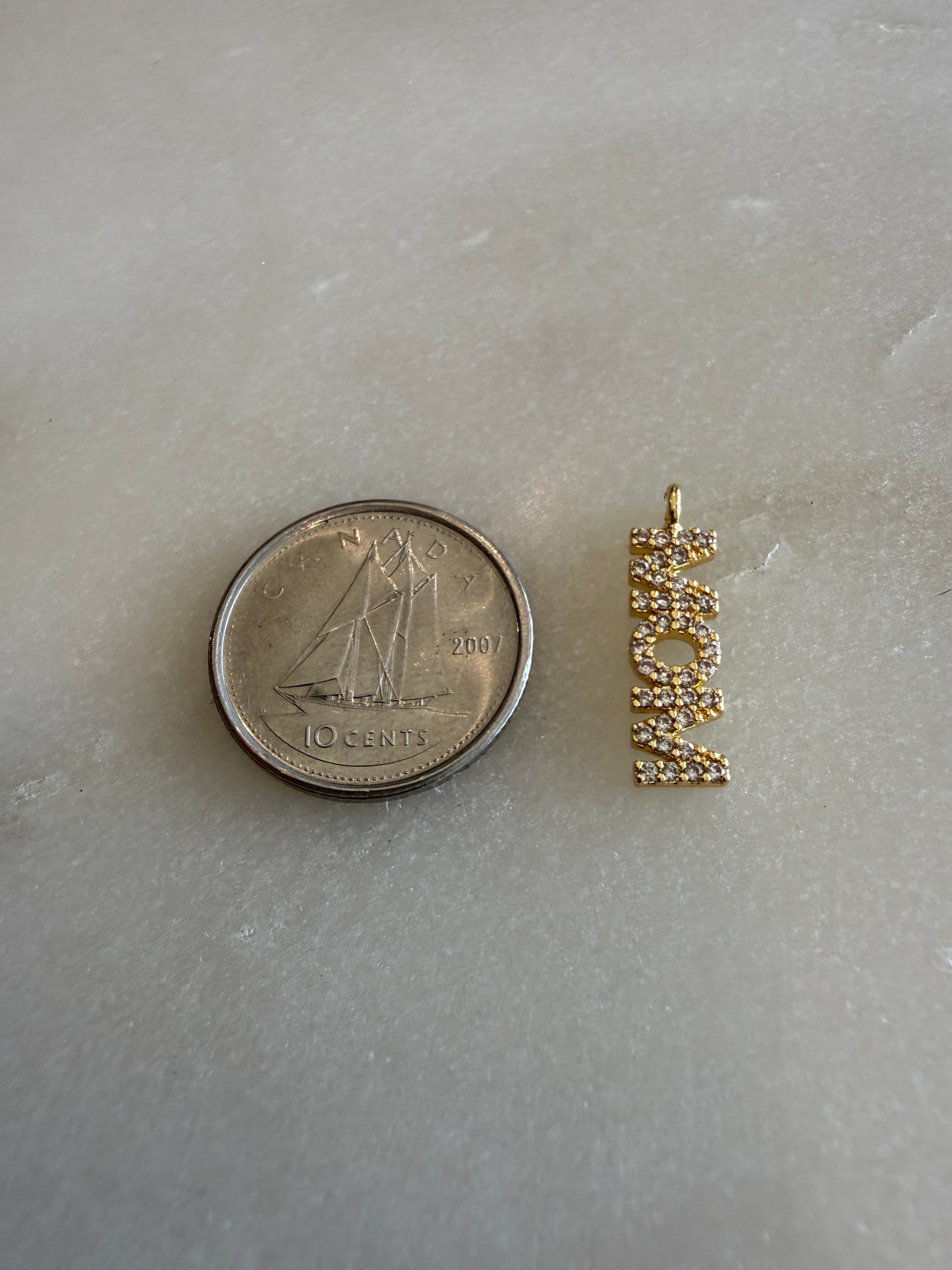 mom rhinestone charm