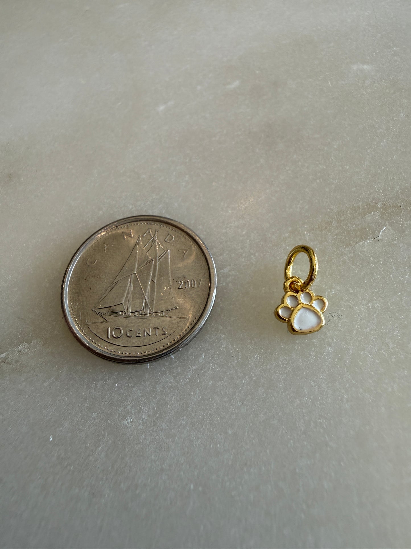 paw charm gold and white mini