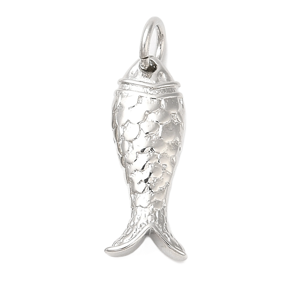 silver hammered fish charm