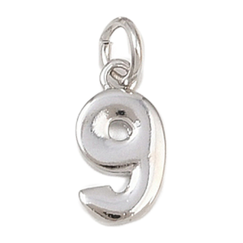 silver number charm (9)