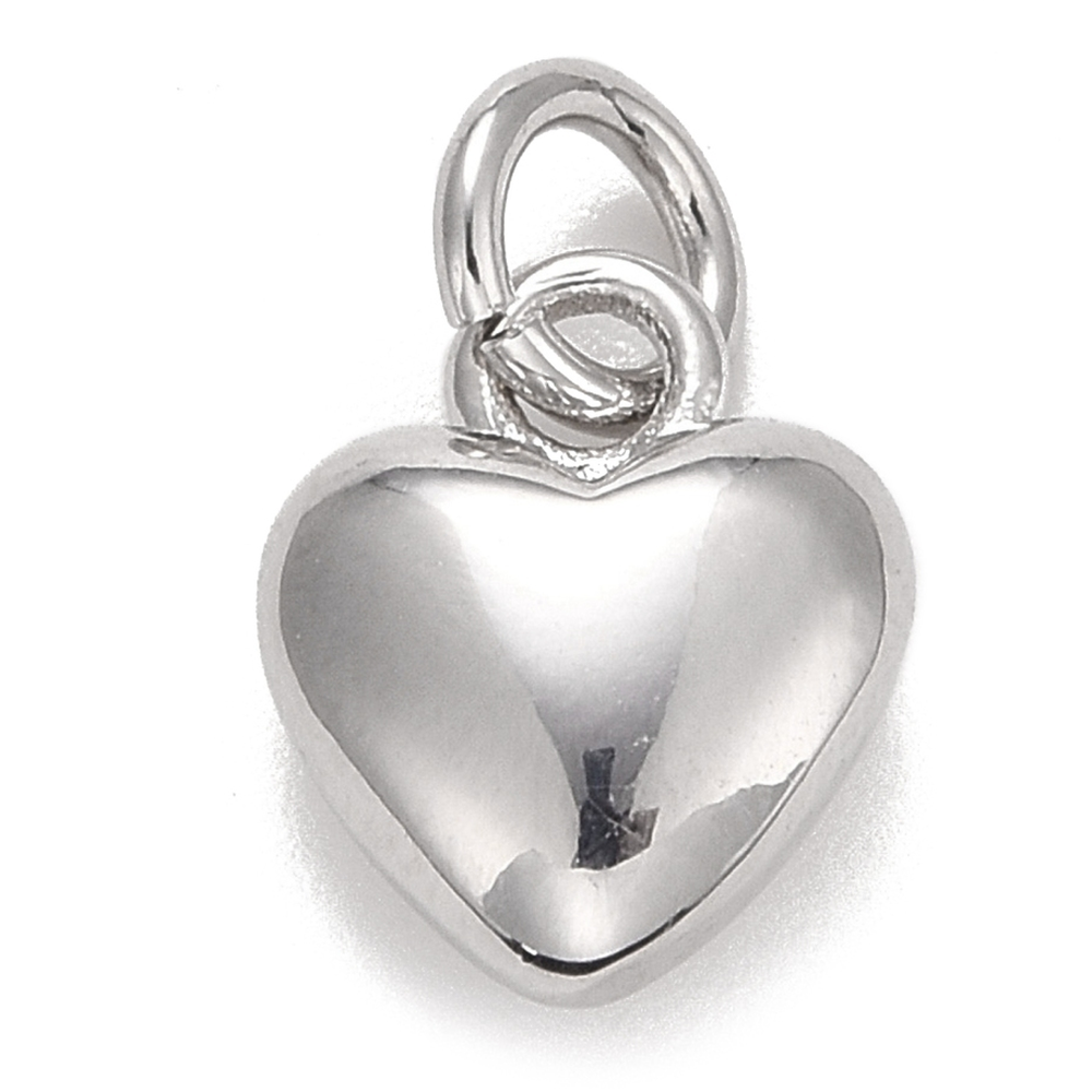 silver puffy heart charm