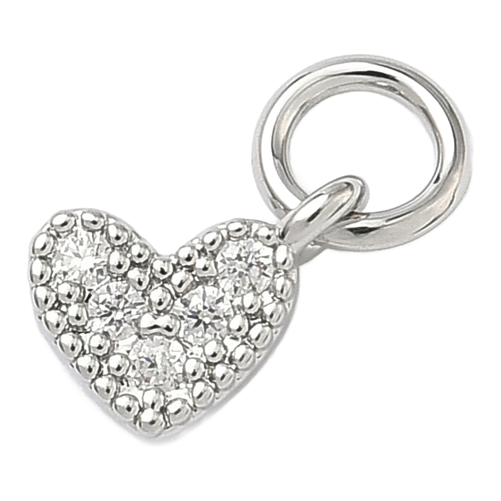 silver rhinestone mini heart charm