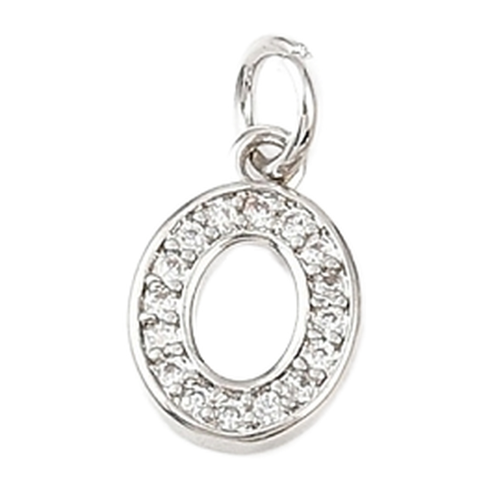 silver rhinestone number charm (0)