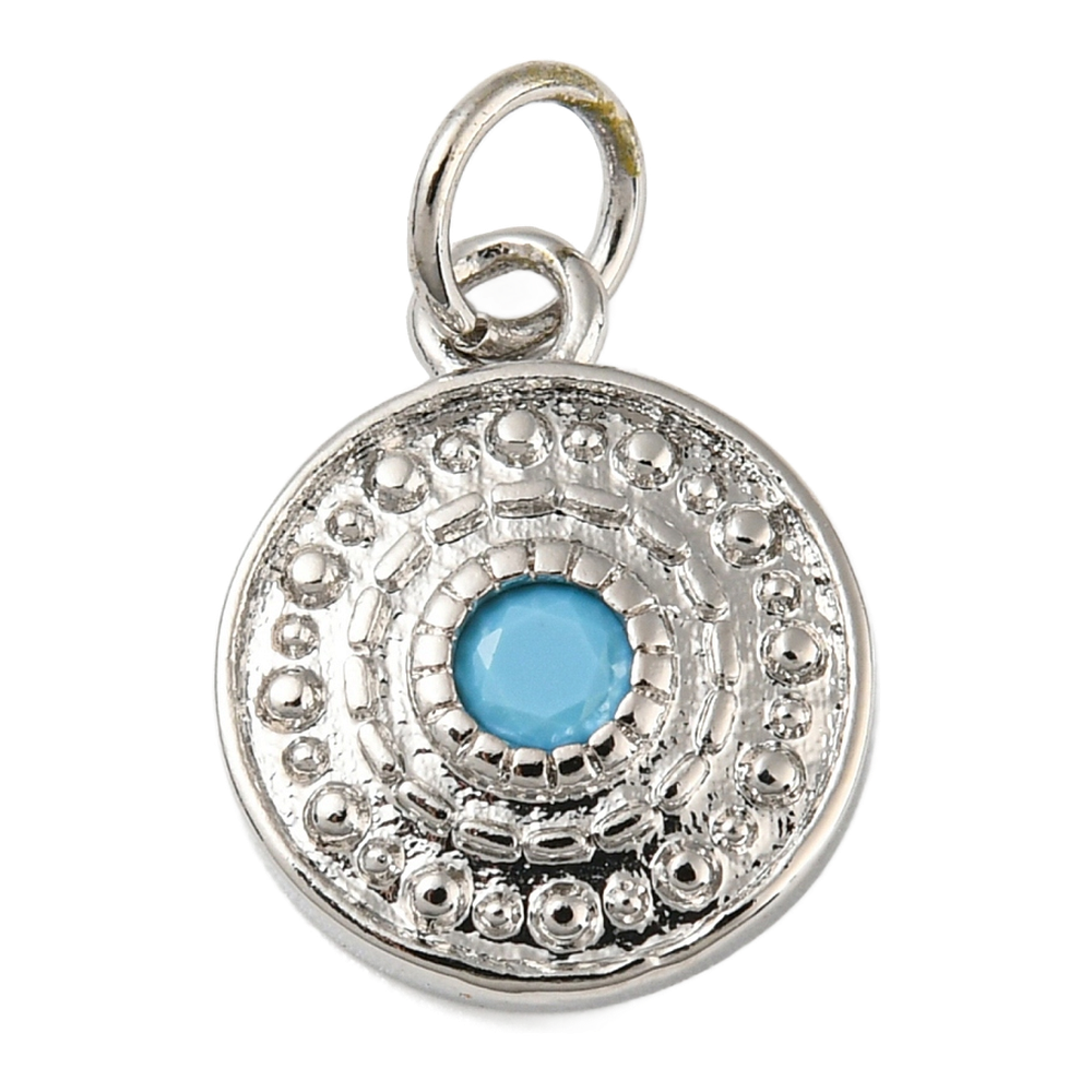 silver turquoise medallion charm