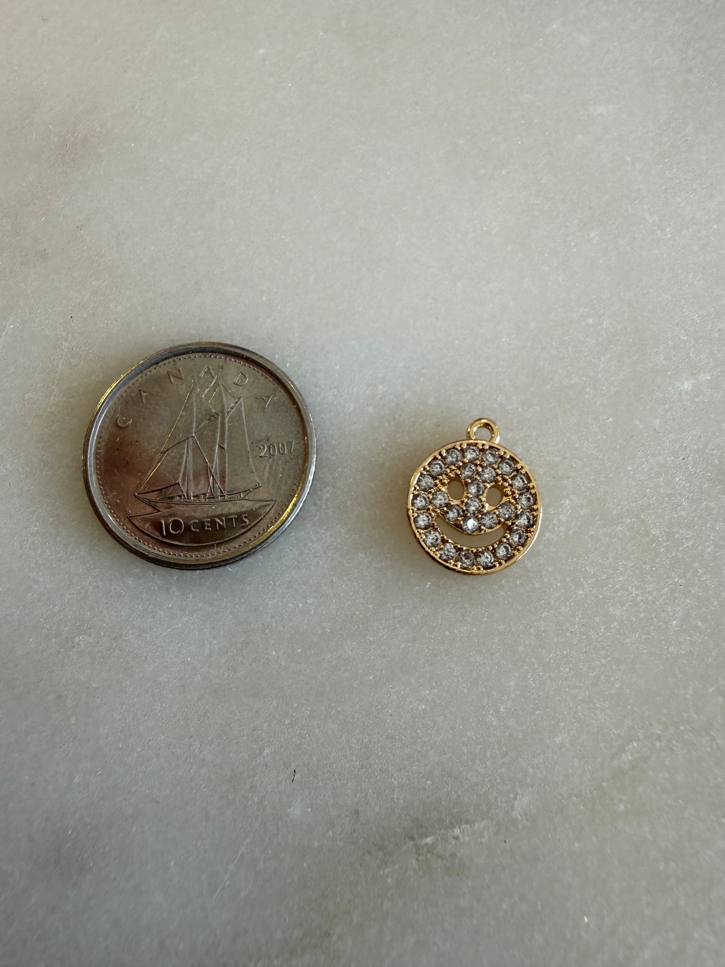 smiley face rhinestone charm (small)