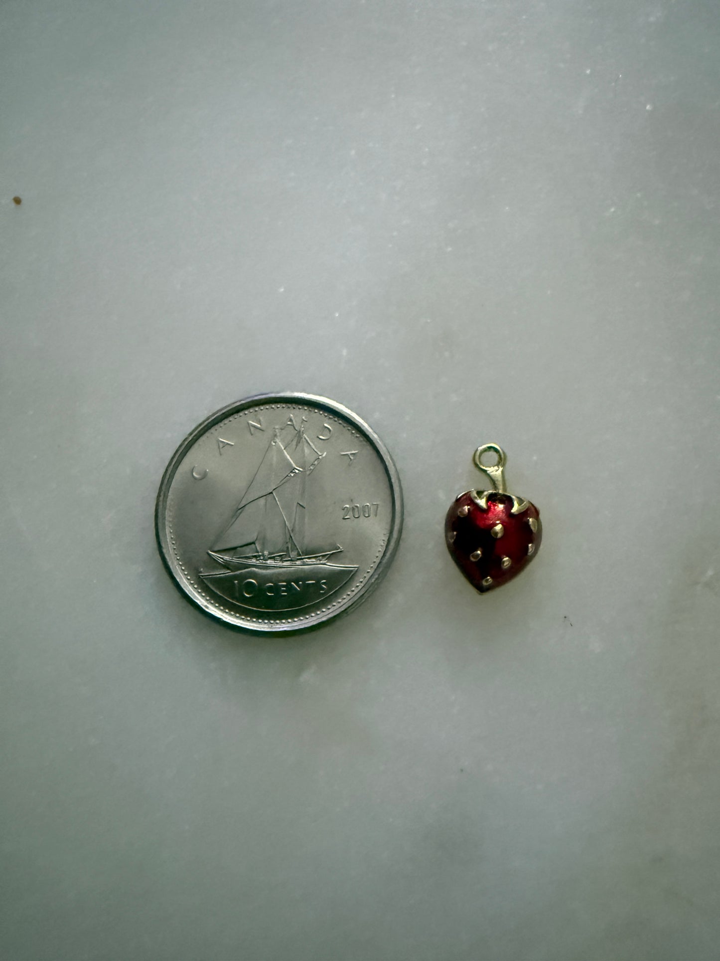 strawberry (red, green and gold) charm