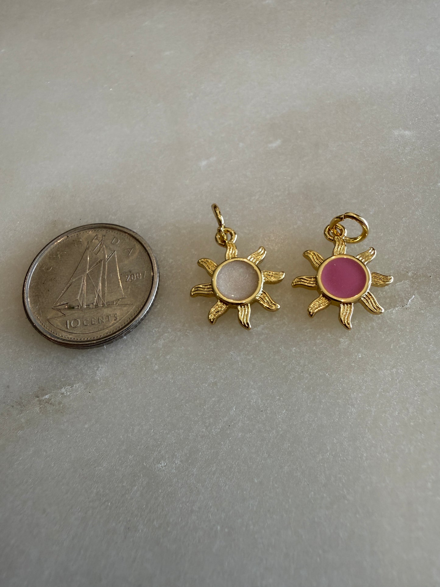sun charm (pink and gold)