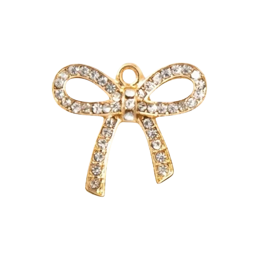 gold rhinestone bow charm