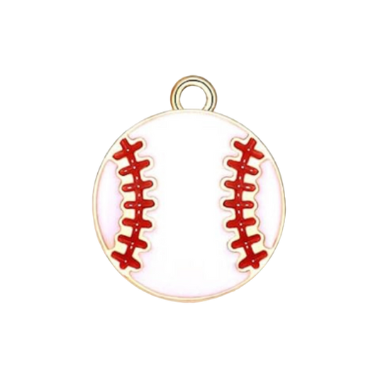 white and red baseball charm