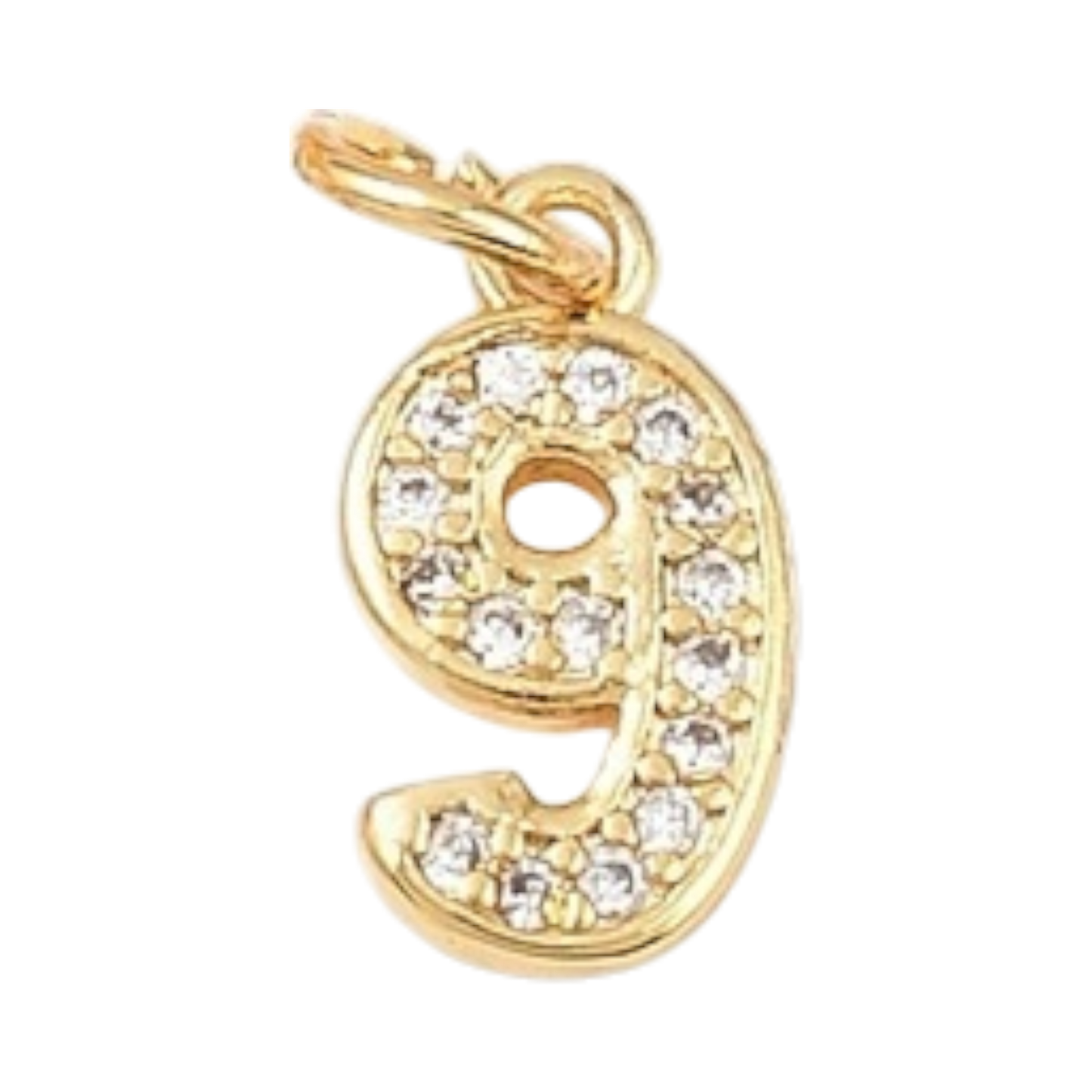 gold rhinestone number charm