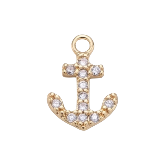 gold rhinestone anchor charm