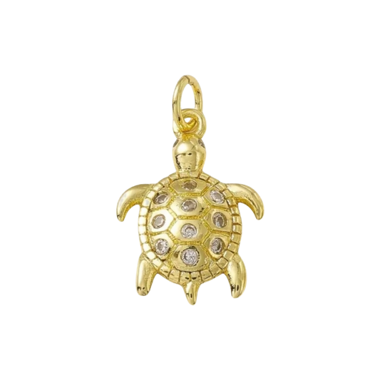 gold turtle rhinestone charm