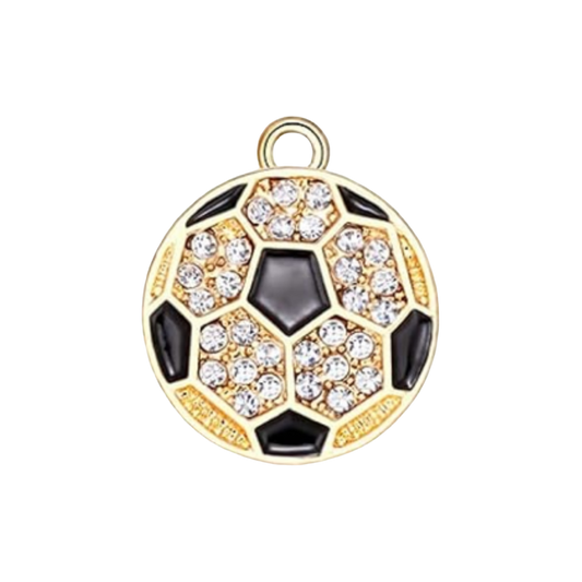 gold soccer rhinestone charm