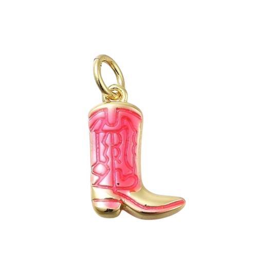 pink and gold cowboy boot charm (2)