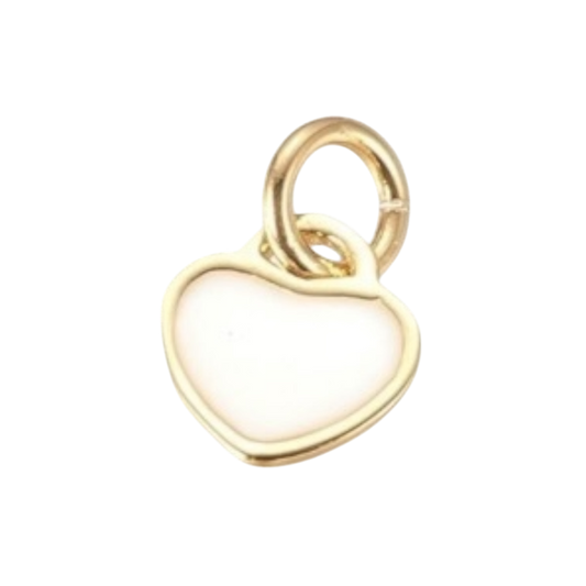 white and gold heart charm