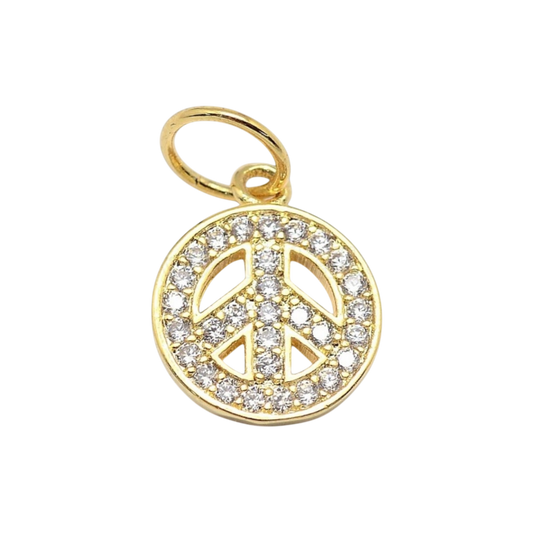 peace sign rhinestone charm
