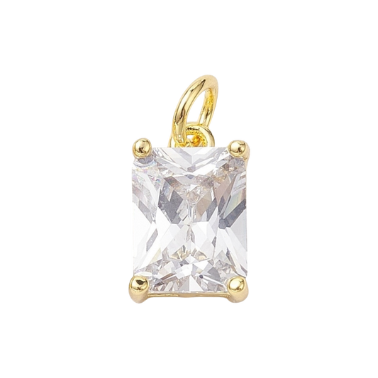 rectangle cubic zirconia charm