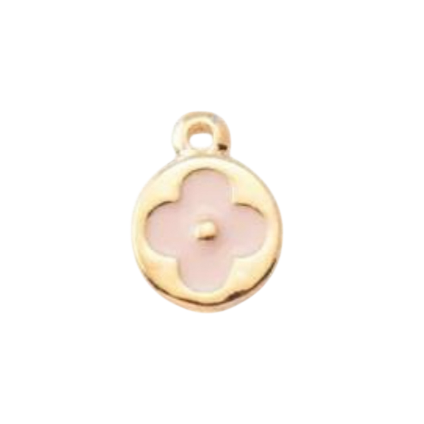 gold and pink clover charm