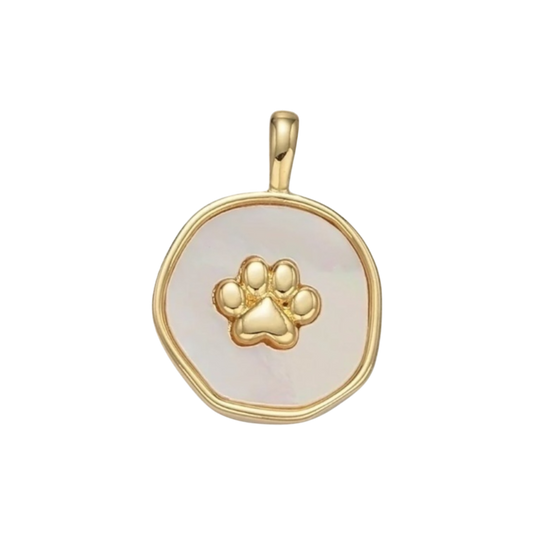 gold and white paw pendant
