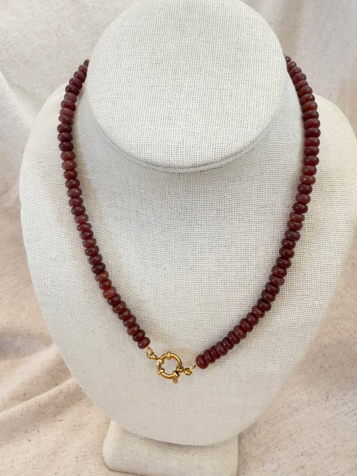 Dr Pepper Brown Skinny Beaded Necklace