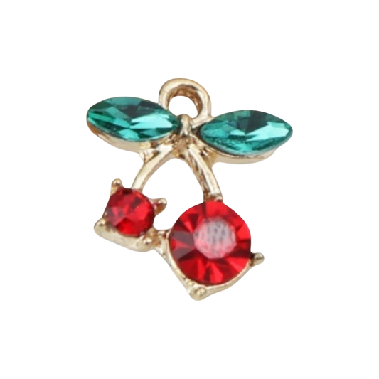 red and gold cherry charm (big)