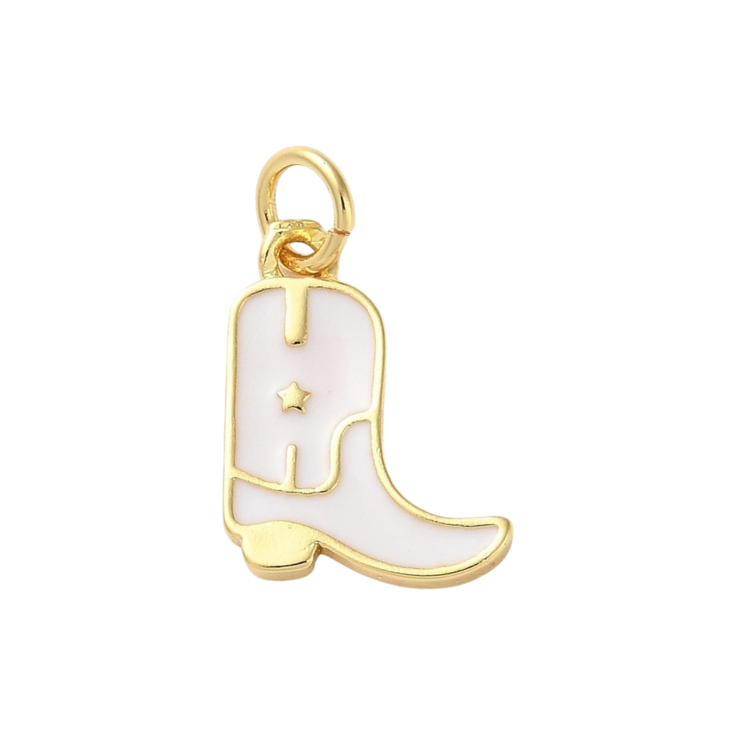gold and white cowboy boot charm (short)