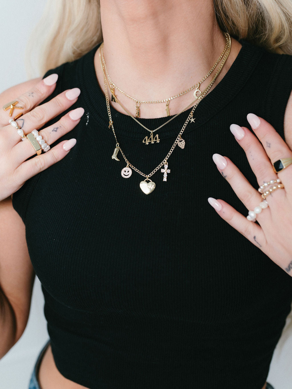 custom charm necklace   - gold necklace chain E
