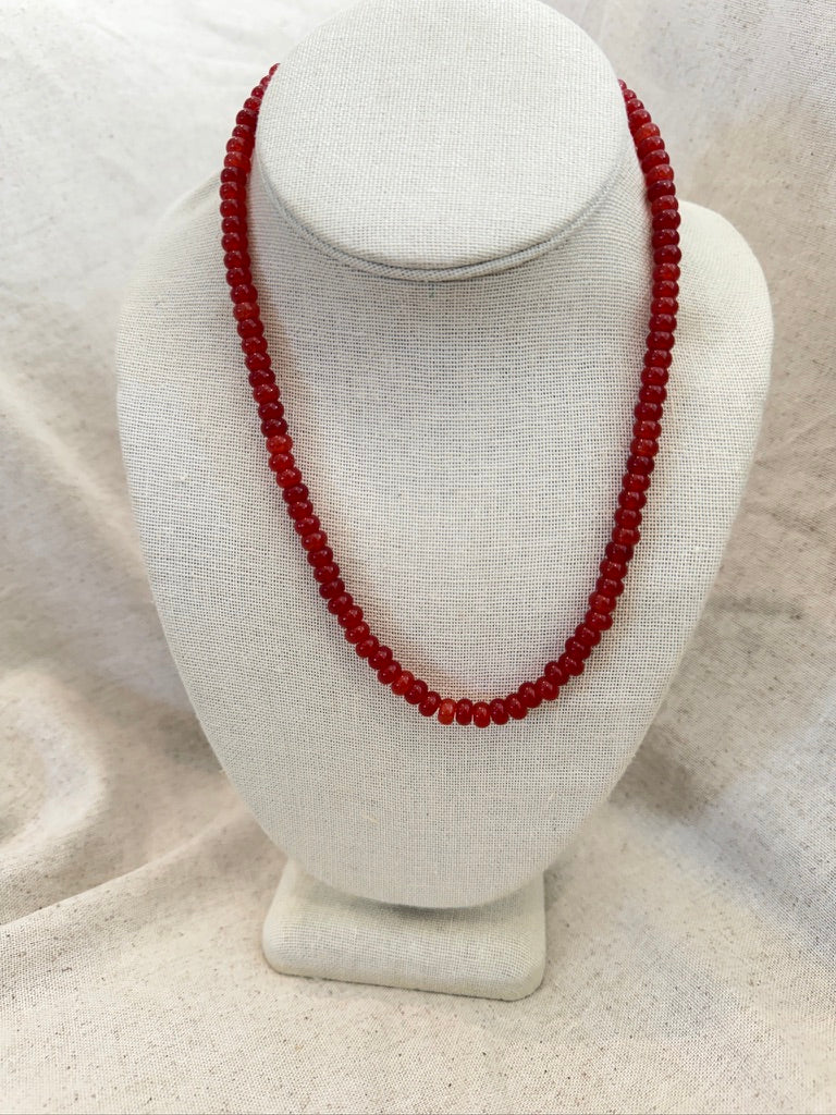Burgundy Skinny Beaded Necklace