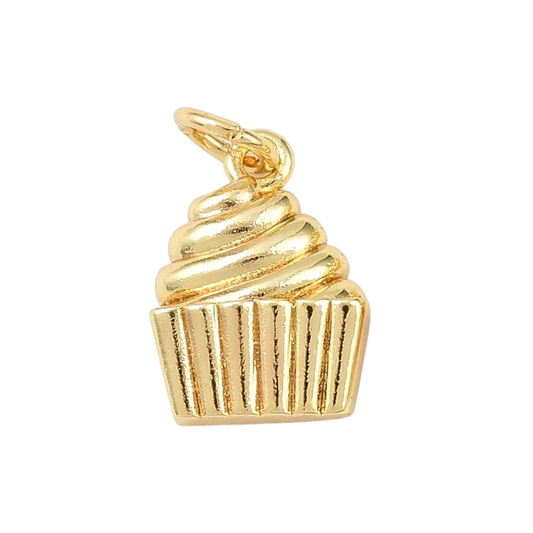 frosted cupcake charm gold