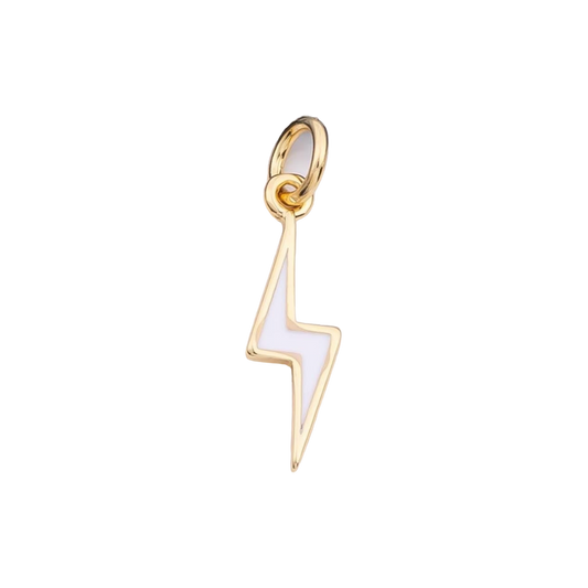gold and white lightning bolt charm