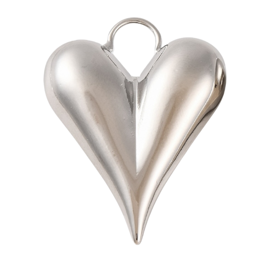 silver large heart charm