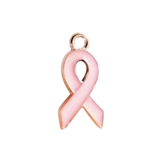 pink breast cancer ribbon charm