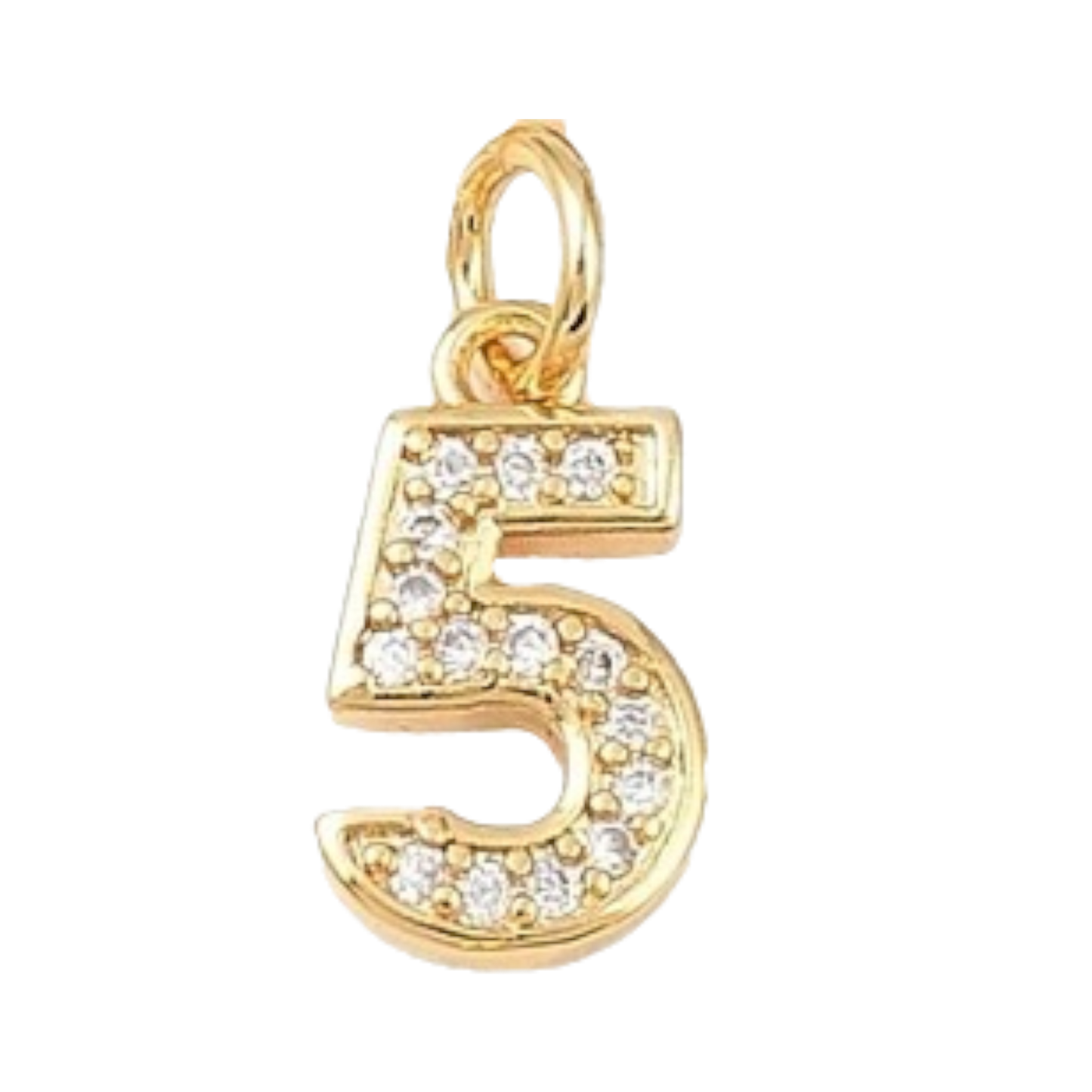 gold rhinestone number charm
