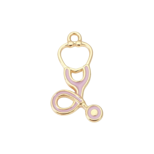 pink and gold stethoscope charm