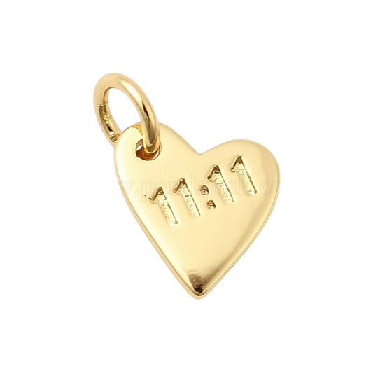 gold 11:11 heart charm