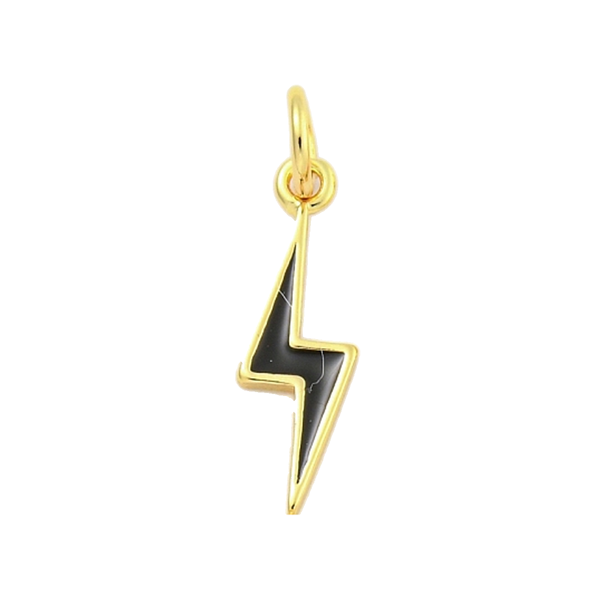 gold enamel lightning bolt charm (black)