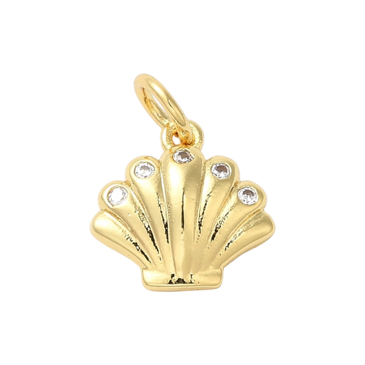 seashell with rhinestones charm