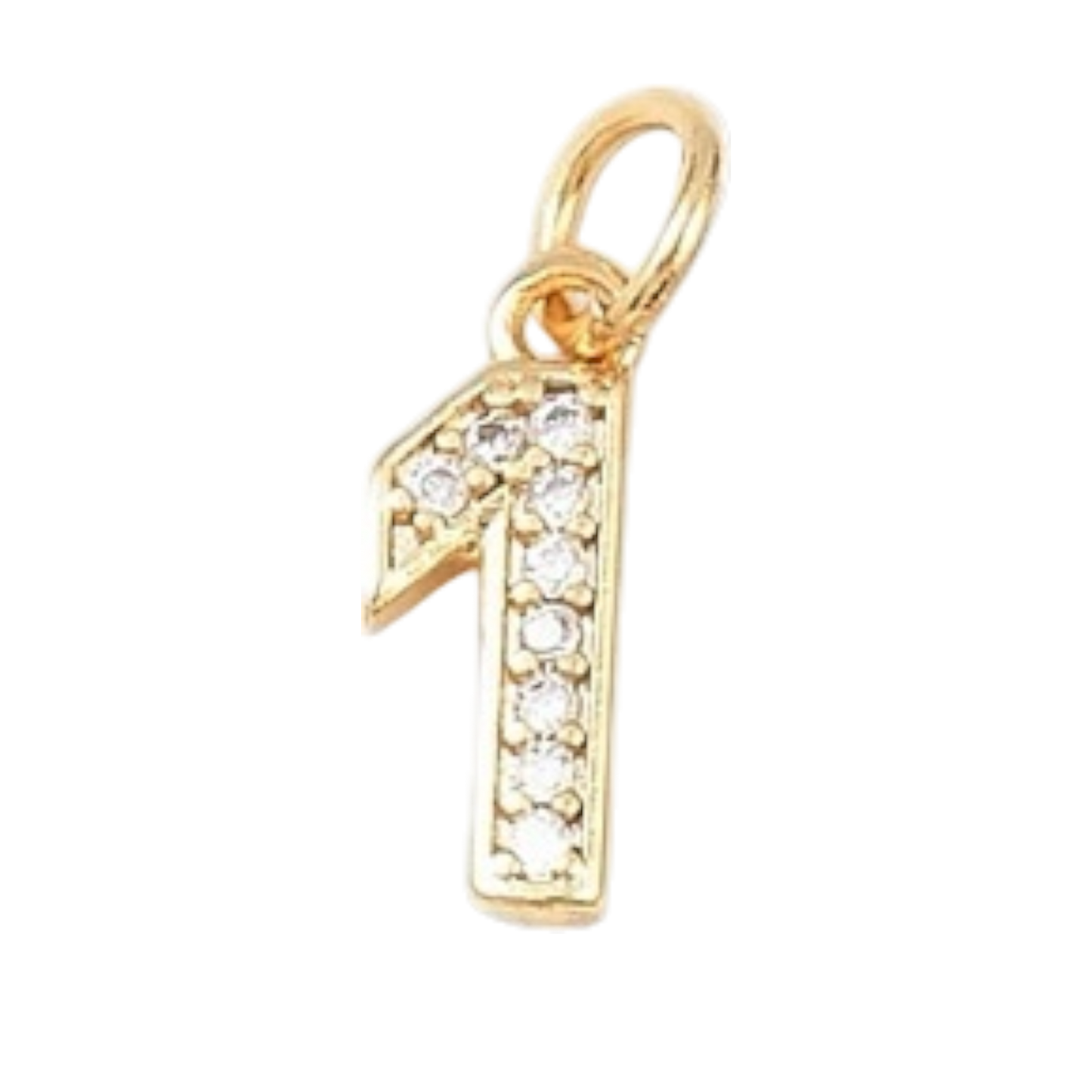 gold rhinestone number charm