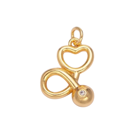 gold mini stethoscope charm