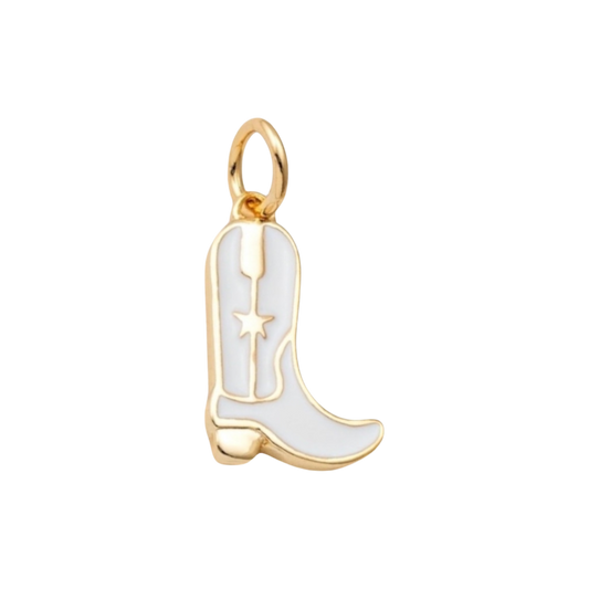 gold and white cowboy boot charm (tall)