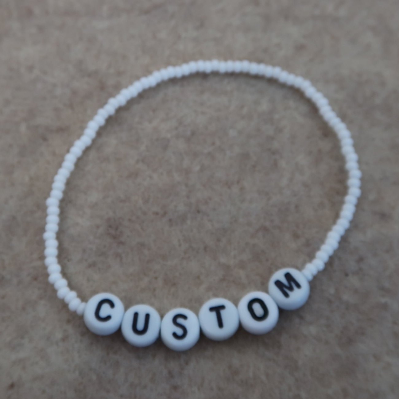 custom beaded bracelet in white