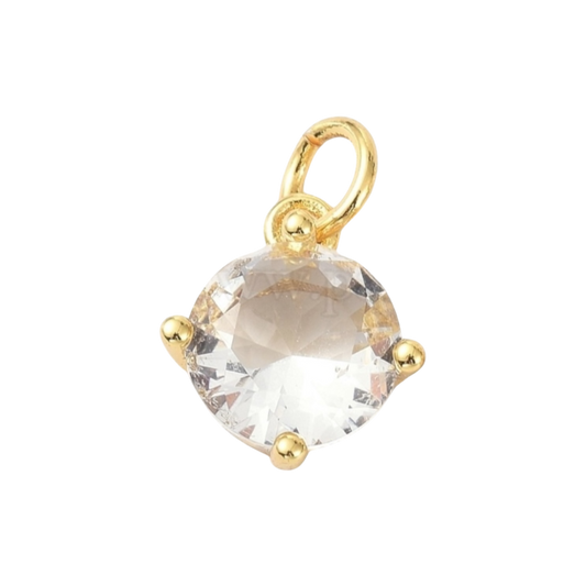 gold round cubic zirconia charm