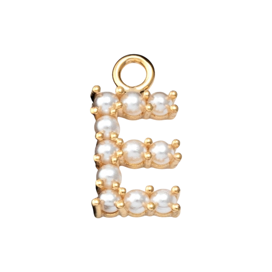 gold pearl initial charm